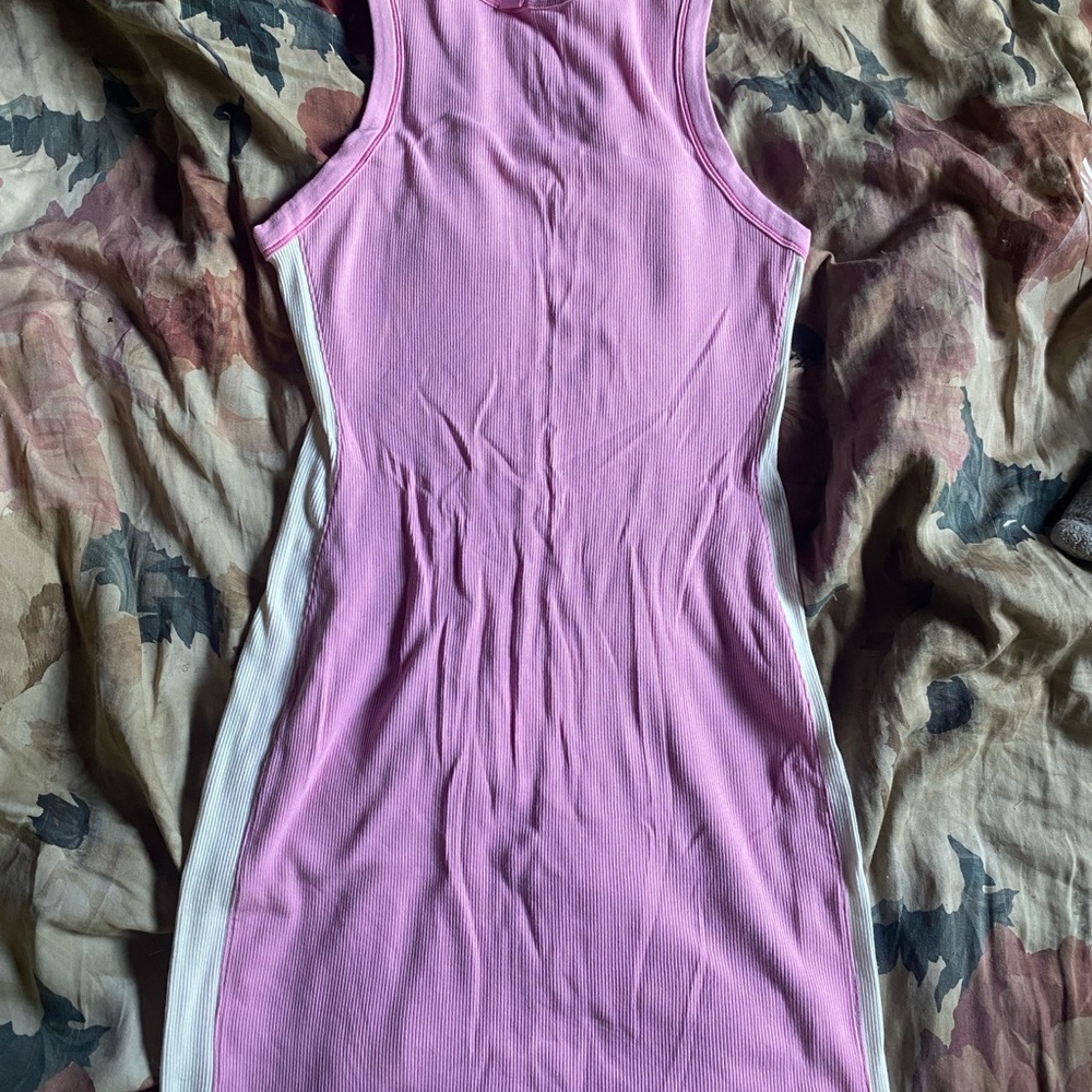 Pink and White Sleeveless Dress
